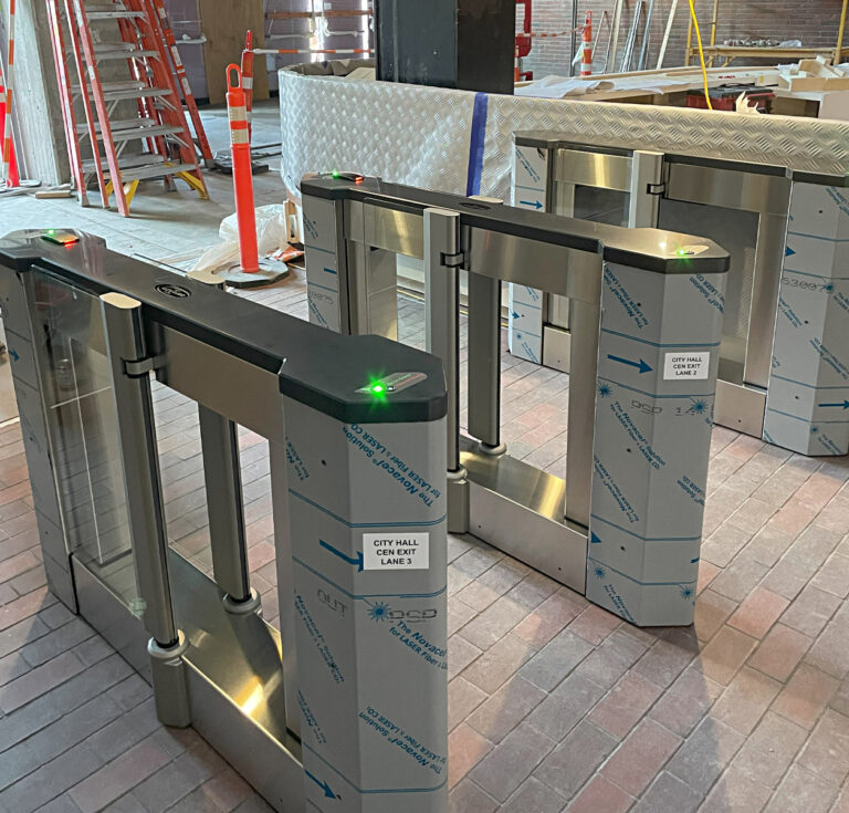 Once materials are delivered, our team follows Aeroturn's proven system to rigidly fasten, level, and plumb the turnstiles and connect all the cabling for building and remote access control.