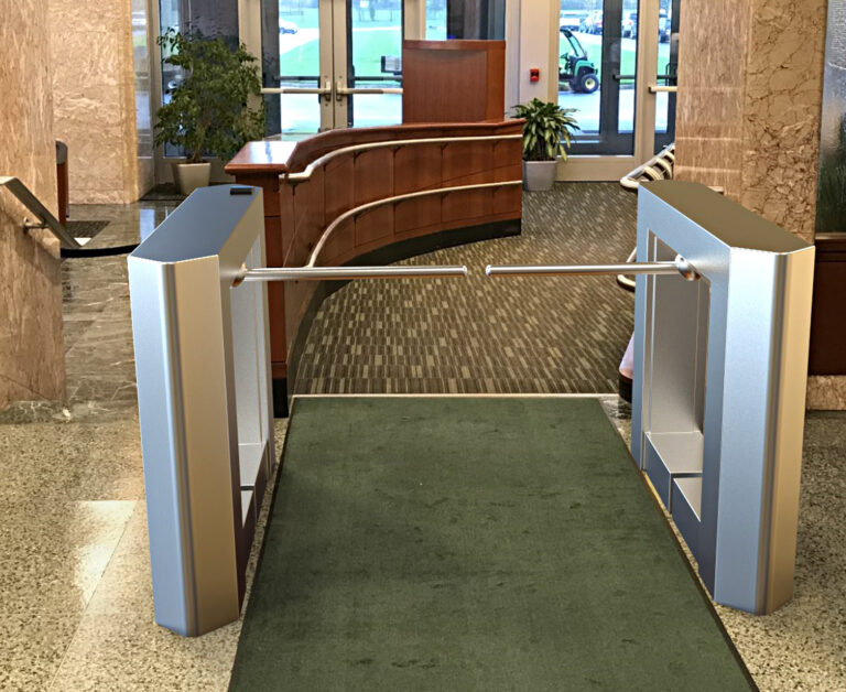 Twin-Arm Linear 72 inch passage width, corporate lobby.